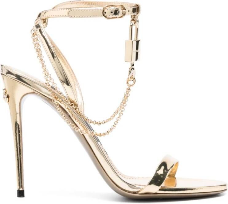 Dolce & Gabbana Gouden Sandalen met 11.0 cm Hak Beige Dames