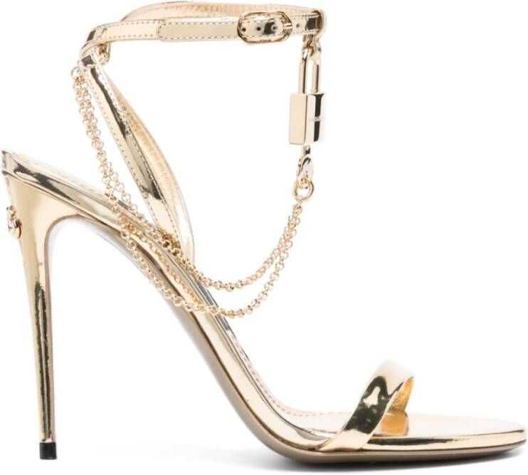 Dolce & Gabbana Gelamineerde leren sandalen met charme Yellow Dames