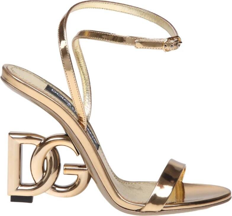 Dolce & Gabbana Gouden Spiegel Leren Sandaal Yellow Dames