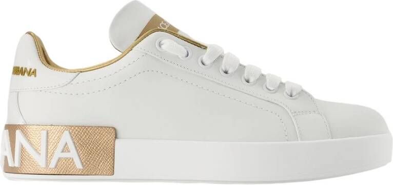 Dolce & Gabbana Portofino Sneakers Dolce Gabbana Gold Dust Leather Beige Dames
