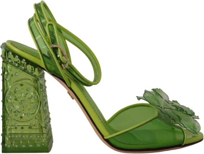 Dolce & Gabbana Green Plexi Crystal Sandals Heels Shoes Groen Dames
