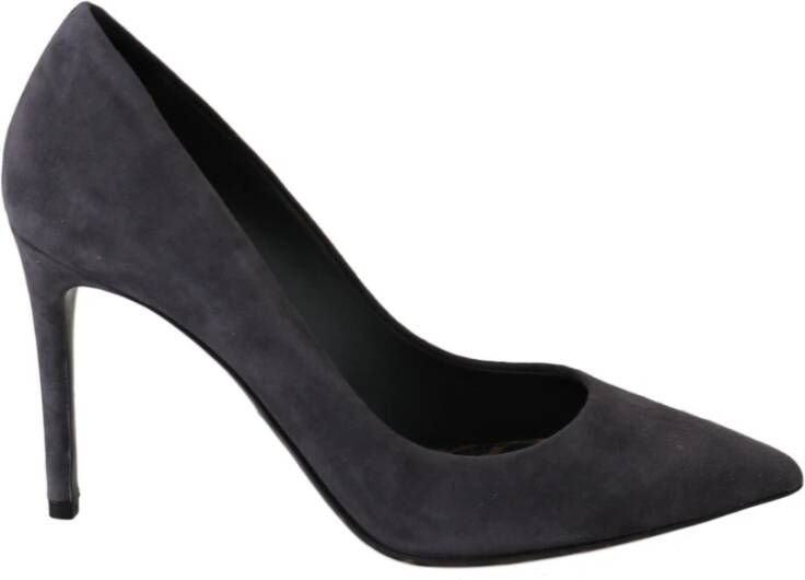 Dolce & Gabbana Suède Leren Schoen Hakken Luipaardprint Authentiek Italiaans Gray Dames