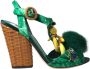 Dolce & Gabbana Groene Bananenblad T-Strap Sandalen Green Dames - Thumbnail 7