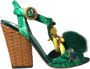 Dolce & Gabbana Groene Bananenblad T-Strap Sandalen Green Dames - Thumbnail 1