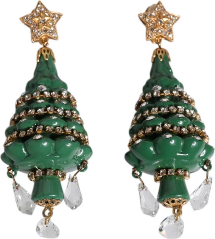 Dolce & Gabbana Groene Emaille Kerstboom Oorbellen