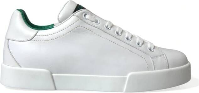 Dolce & Gabbana Groene Leren Lage Sneakers White Heren
