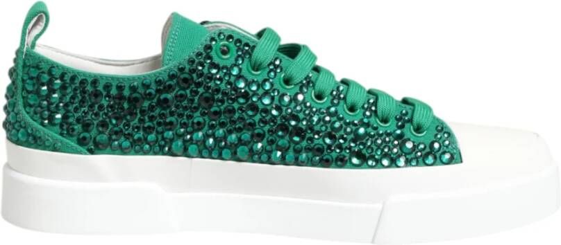 Dolce & Gabbana Groene Portofino Crystal DG Logo Sneakers