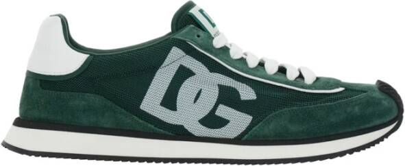 Dolce & Gabbana Groene Suède Mesh Aria Sneakers Green Heren