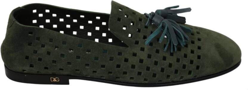 Dolce & Gabbana Groene Suède Loafers voor Mannen Green Heren
