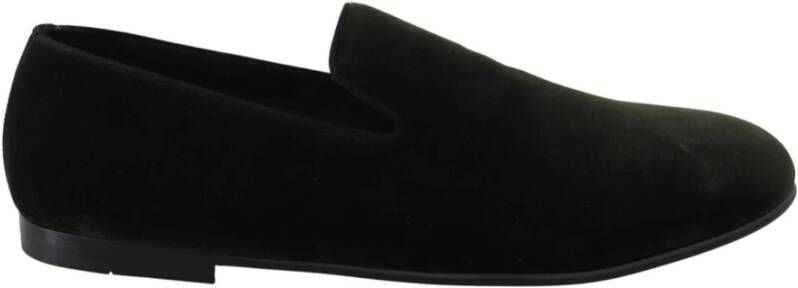 Dolce & Gabbana Groene Velvet Loafers met Logo Detail