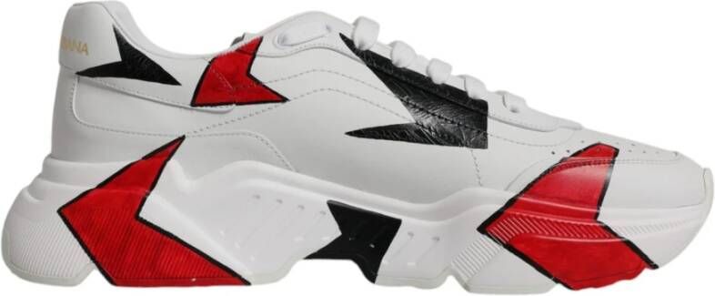 Dolce & Gabbana Handgeschilderde Leren Sneakers Rood Wit Multicolor Heren - Foto 2