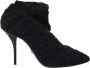 Dolce & Gabbana Zwarte Boucle Stiletto Enkellaarzen - Thumbnail 5