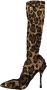 Dolce & Gabbana Gold Leopard Sequins Heels Boots Shoes Bruin Dames - Thumbnail 3