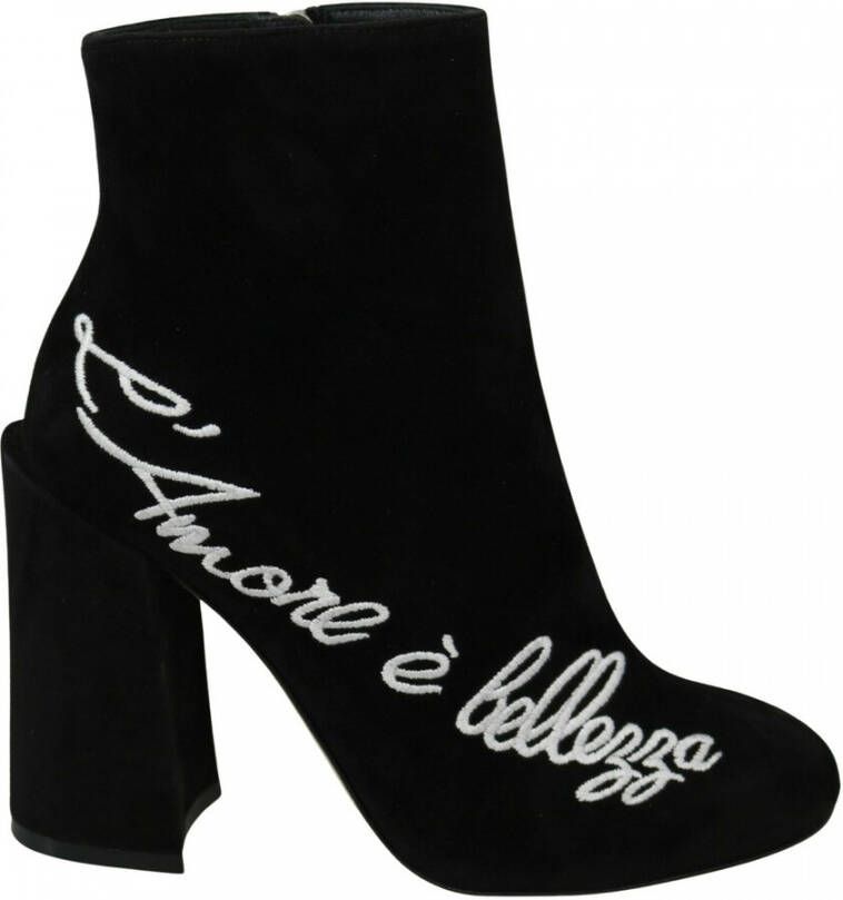 Dolce & Gabbana Zwarte Suède L'Amore E'Bellezza Laarzen Black Dames - Foto 2