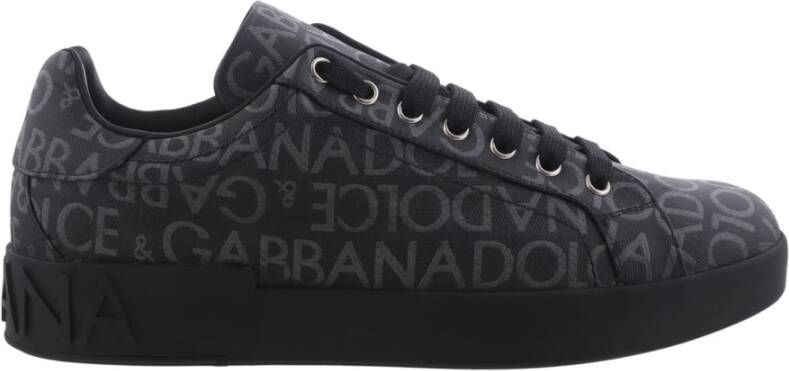 Dolce & Gabbana Heren Coated Portofino Sneakers Zwar Black Heren