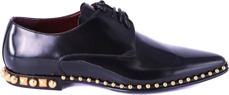 Dolce & Gabbana Zwarte Derby Schoenen met Gouden Studs Black Heren