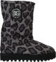 Dolce & Gabbana Leopard Gevoerde Laarzen tot Halverwege de Kuit Gray - Thumbnail 1