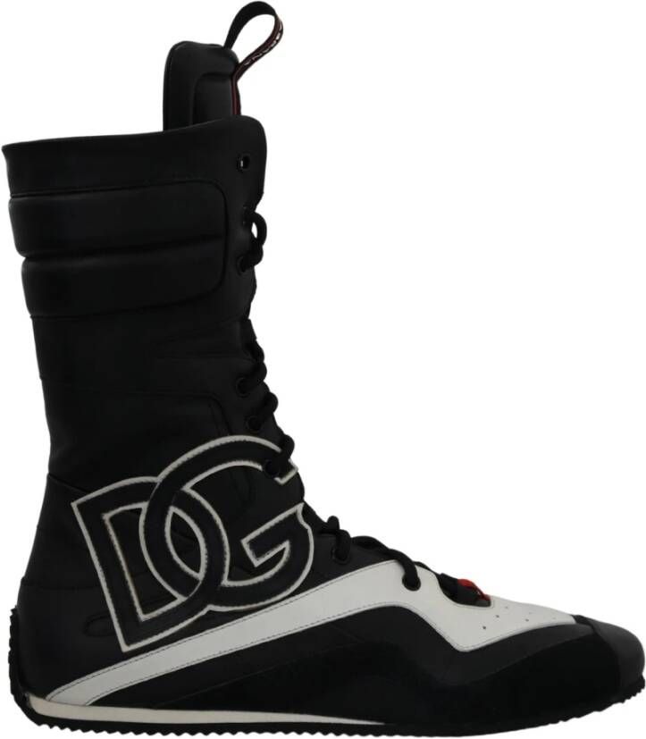 Dolce & Gabbana Multicolor Leren Bokshoge Sneakers Black Heren