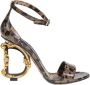 Dolce & Gabbana Glanzend Kalfsleer Sandalen met Spotted Print Brown Dames - Thumbnail 1