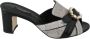 Dolce & Gabbana Black Gray Exotic Leather Crystals Sandals Shoes Zwart Dames - Thumbnail 1