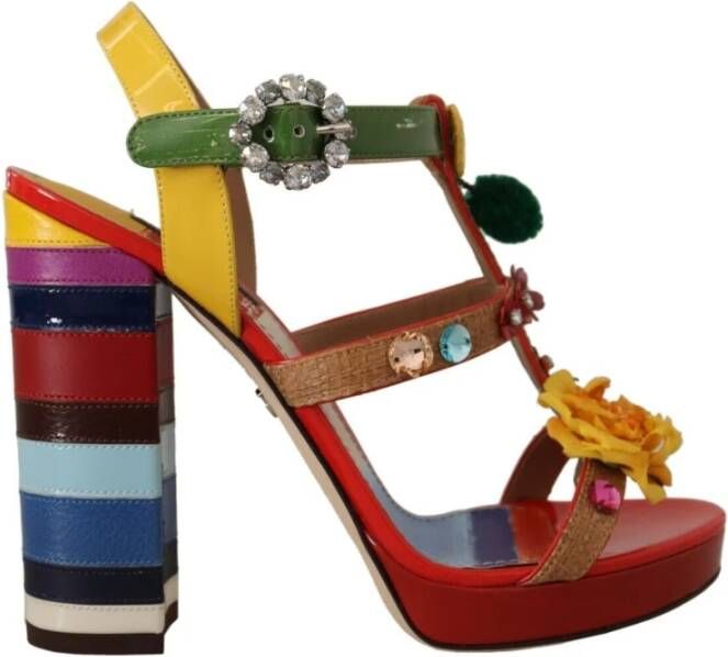 Dolce & Gabbana Multicolor Crystals Ankle Strap Heels Sandals Shoes Meerkleurig Dames