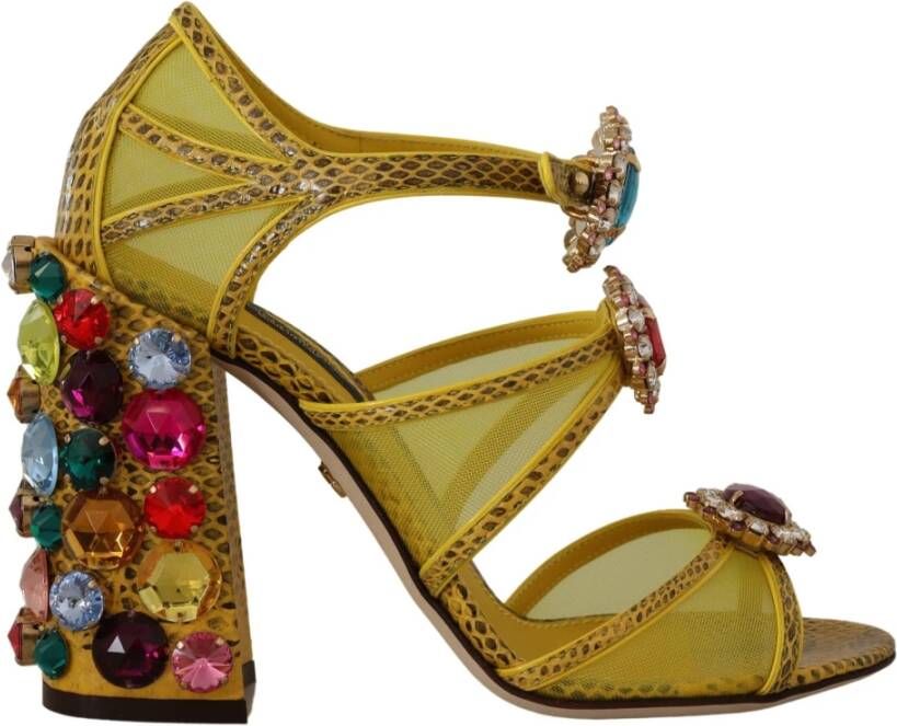 Dolce & Gabbana Hoge hak sandalen met veelkleurige kristallen Yellow Dames