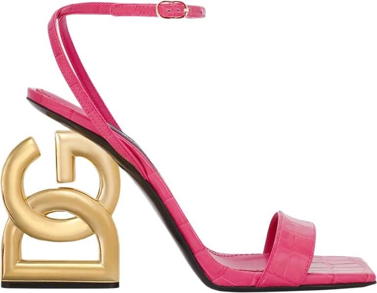 Dolce & Gabbana Stijlvolle Reptiel Hoge Hak Sandalen Pink Dames