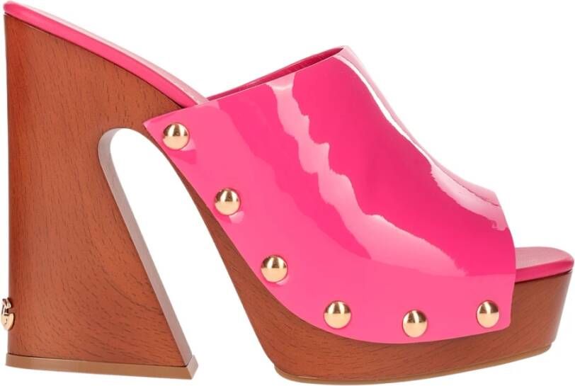 Dolce & Gabbana Leren sandalen voor warm weer Pink Dames