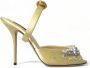 Dolce & Gabbana Kristalversierde Gele Zijden Sandalen Yellow Dames - Thumbnail 1