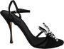 Dolce & Gabbana Zwarte Suède Kristalhak Sandalen Black Dames - Thumbnail 1