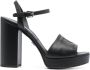 Dolce & Gabbana Zwarte Leren Hoge Hak Sandalen Black Dames - Thumbnail 1
