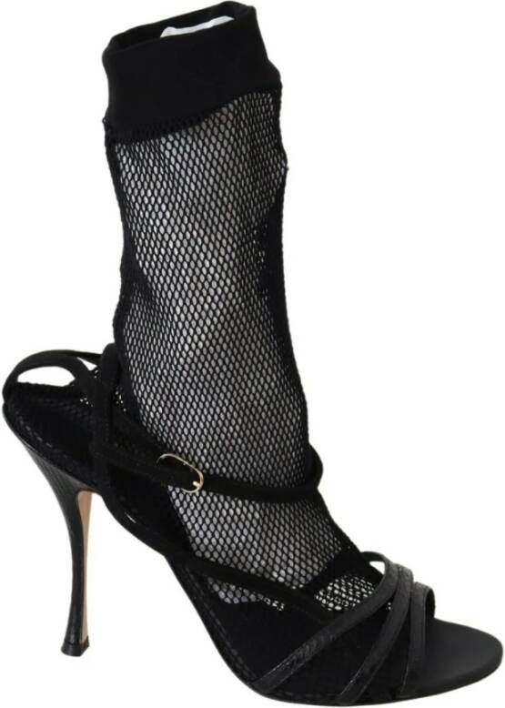 Dolce & Gabbana Zwarte suède korte laarzen sandalen schoenen