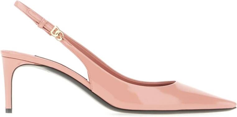 Dolce&Gabbana Hoge hakken Pink Leather Pointed Toe Slingback Heels in roze