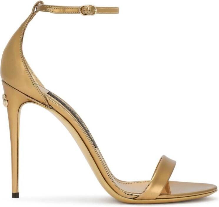 Dolce & Gabbana Keira Metallic Hoge Hak Sandalen Yellow Dames