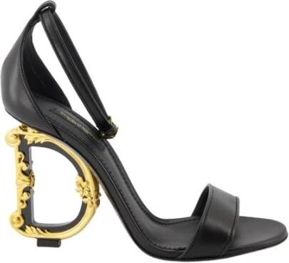Dolce & Gabbana Zwarte Leren Barok Hak Sandalen Black Dames