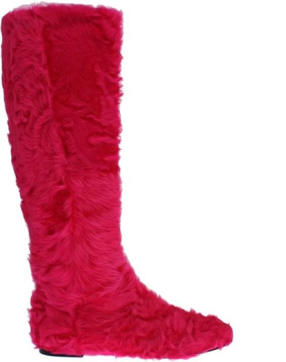Dolce & Gabbana Platte laarzen van roze lamsbontleer - Foto 2
