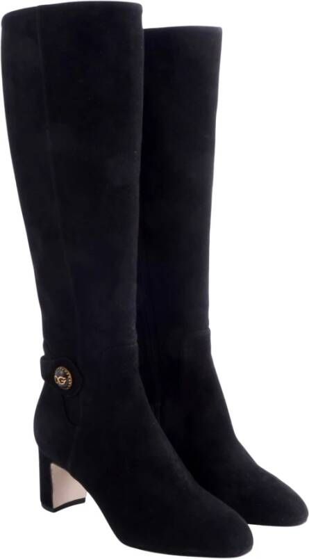 Dolce & Gabbana Zwarte Suède Kniehoge Platte Laarzen Black Dames - Foto 4