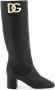 Dolce & Gabbana Leren laarzen met goudkleurige logohardware Black Dames - Thumbnail 1