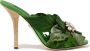 Dolce & Gabbana Jungle Leaf Satin Mules met Kristallen Green Dames - Thumbnail 12