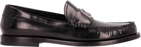Dolce & Gabbana Zwarte Loafer Schoenen met Zilveren DG Logo Black Heren