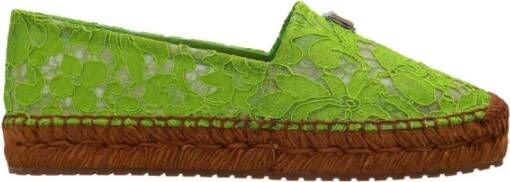 Dolce & Gabbana Bloemige Espadrilles voor Modieuze Vrouwen Green Dames