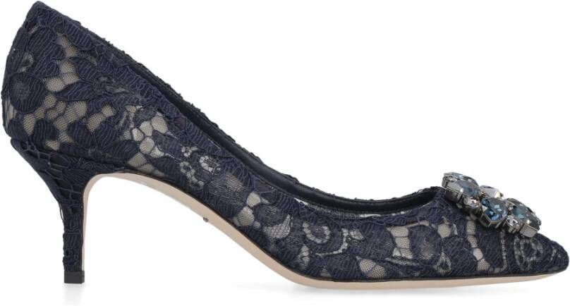 Dolce & Gabbana Kanten Bloemenpomp Blue Dames