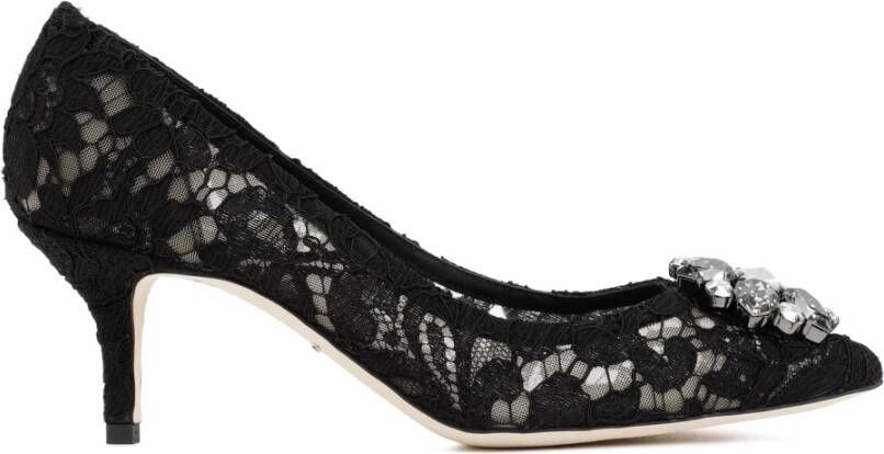 Dolce & Gabbana Elegante Zwarte Kant Pumps Black Dames