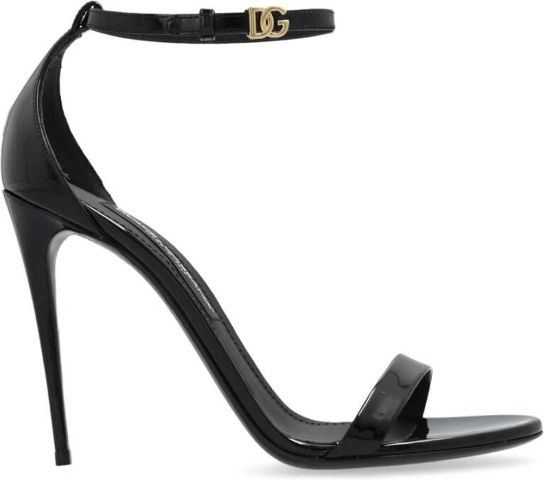 Dolce & Gabbana Zwarte Patentleren Hoge Hak Sandalen Black Dames