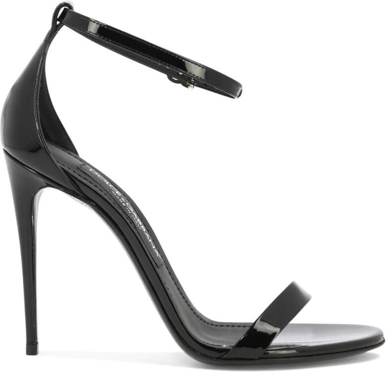 Dolce & Gabbana Zwarte Patentleren Hoge Hak Sandalen Black Dames