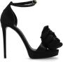 Dolce & Gabbana Zwarte Satijnen Plateau Sandalen met Bloemdetail Black Dames - Thumbnail 1