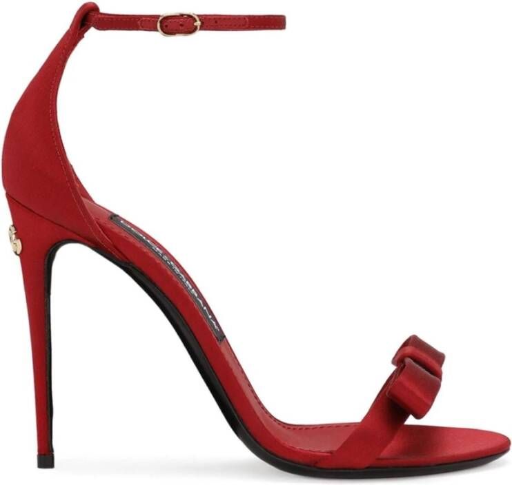 Dolce & Gabbana Keira Rode Satijnen Hoge Hak Sandalen Red Dames