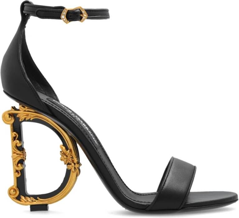 Dolce & Gabbana Zwarte Leren Barok Hak Sandalen Black Dames