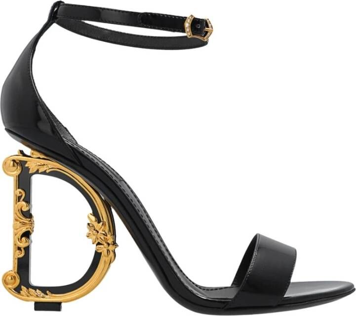 Dolce & Gabbana Zwarte Leren Barok Hak Sandalen Black Dames