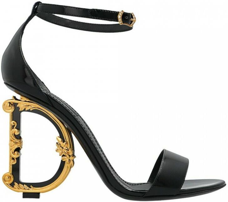 Dolce & Gabbana Zwarte Leren Barok Hak Sandalen Black Dames